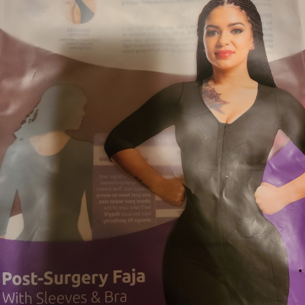 Snatched Body Post-Surgery Faja With Sleeves and Bra XS Extra Small